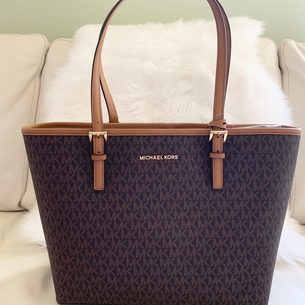 Michael Kors Jet Set travel carryall tote brown - Picture 1 of 5